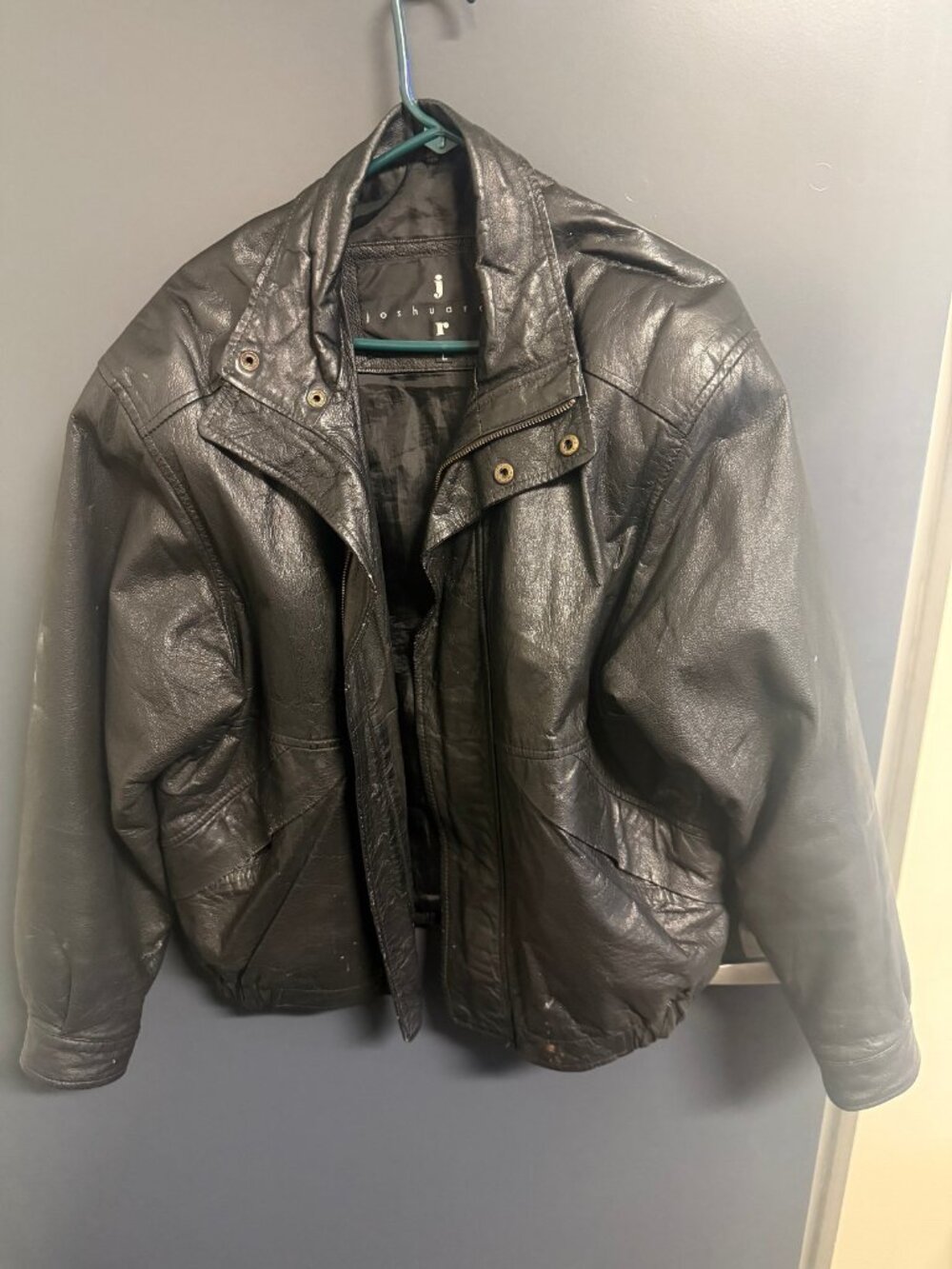 Joshua Ross Black Genuine Leather Jacket Men’s L Vintage Bomber